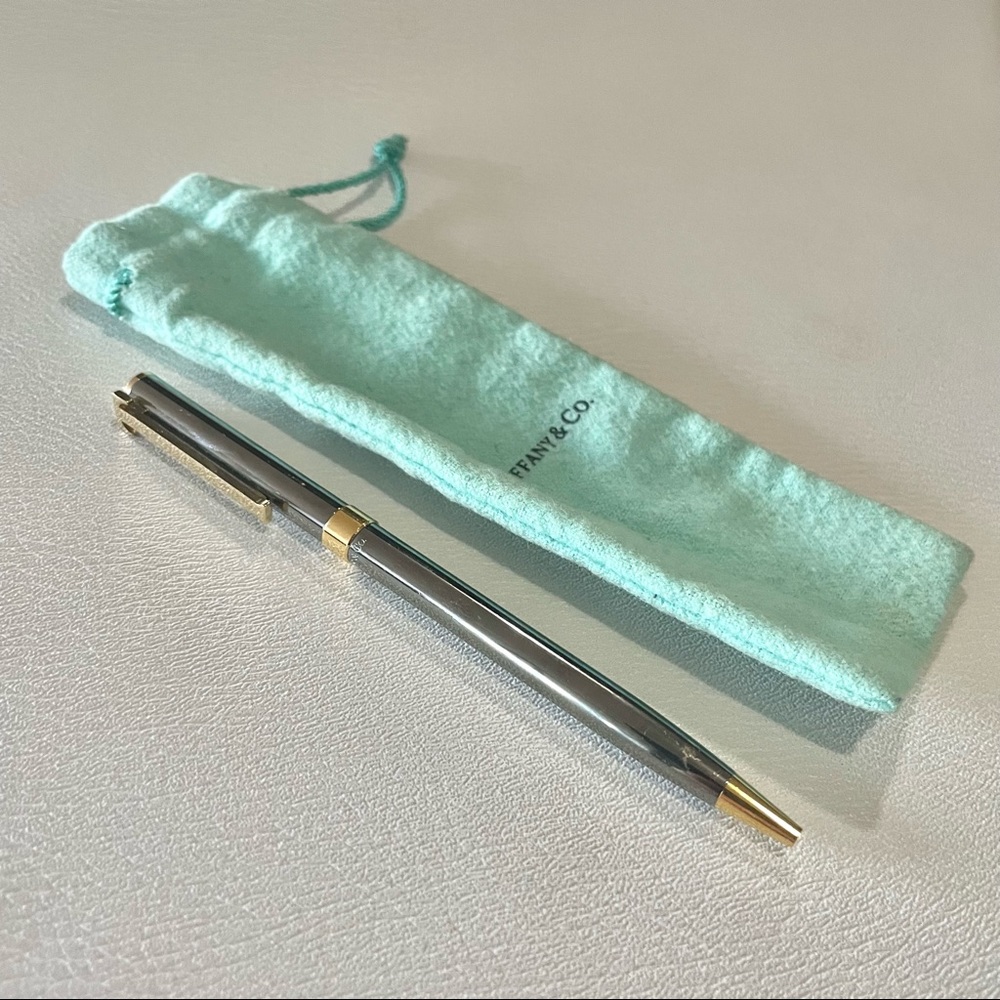 Authetic Tiffany & Co. Gold Silver Sterling T-Clip Ballpoint Pen